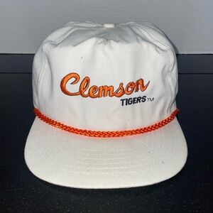 VTG San Sun Clemson Tigers Embroidered Adjustable Hat - White/Orange - OSFA